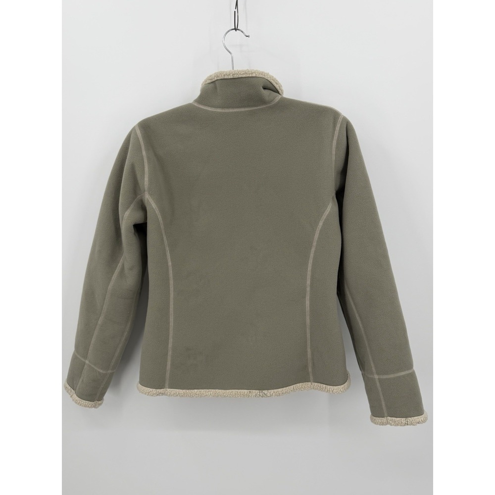 L.L. BEAN Sherpa-Lined Fleece Zip Up Jacket Mock Neck Lite Olive Green Small - Picture 3 of 8